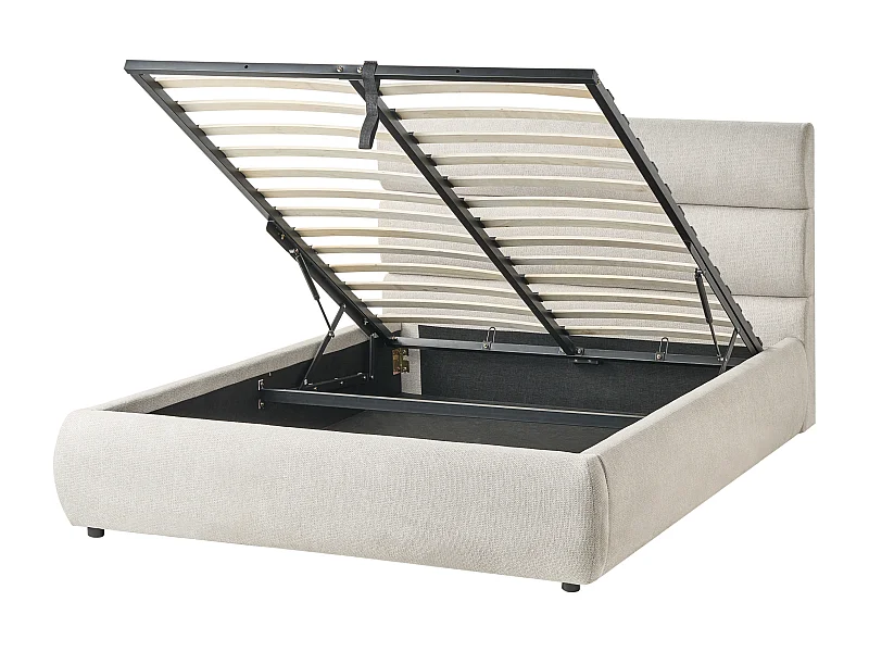 Lit ottoman Lin synthétique BONIFACIO 140 x 200 cm Gris