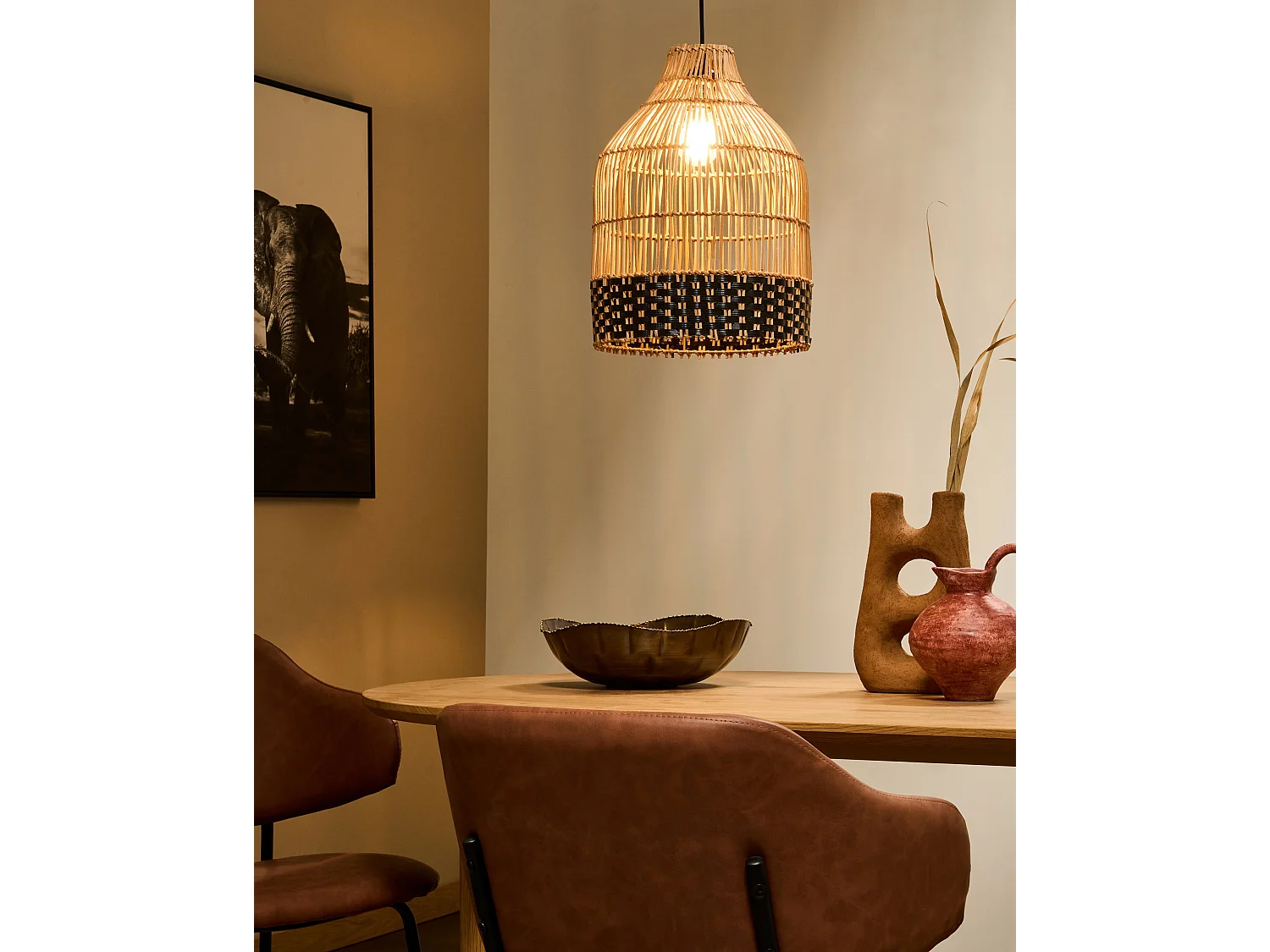 Lampe suspension GILO Rotin Naturel