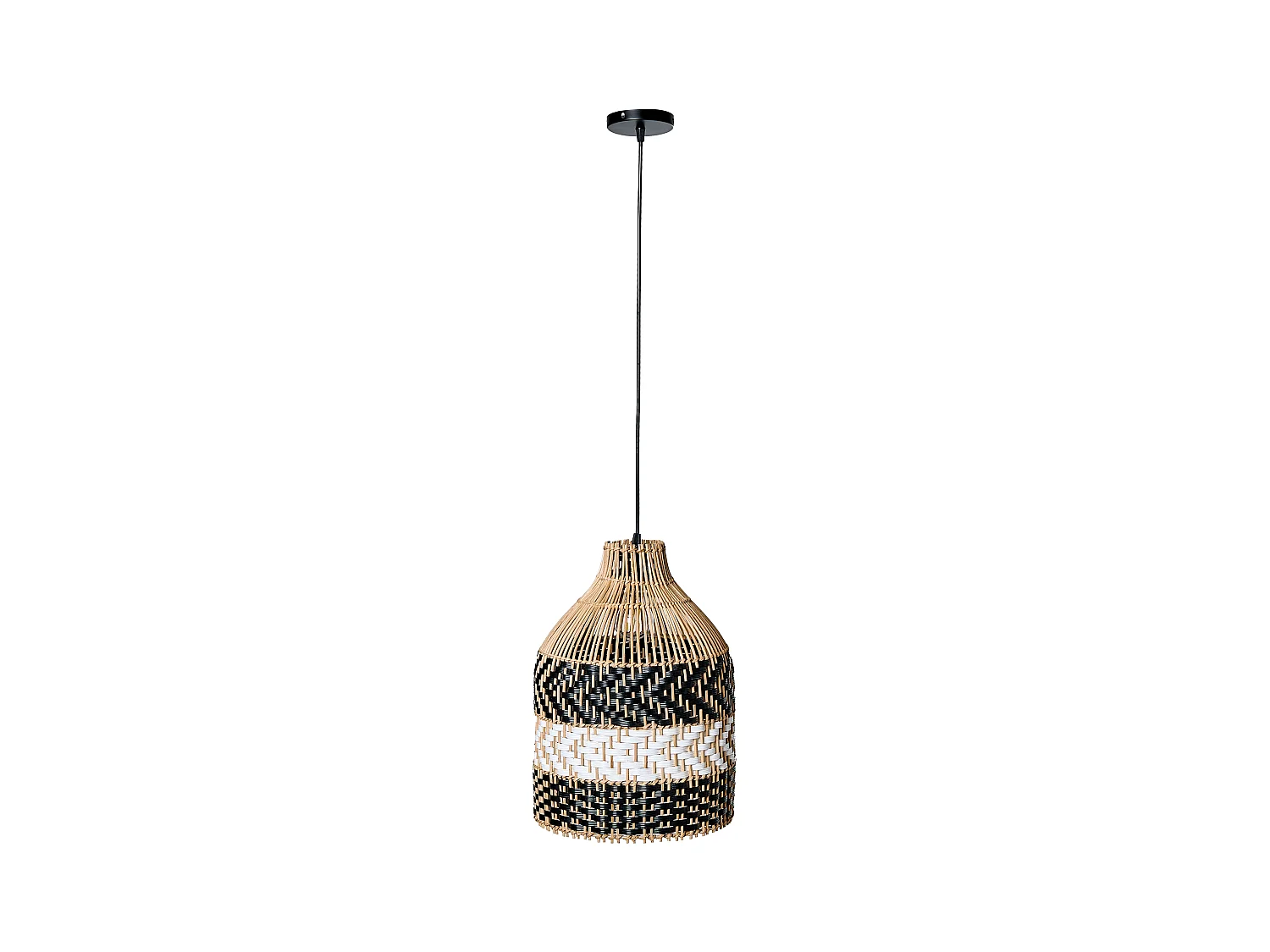 Lampe suspension TURABO Rotin Noir/blanc