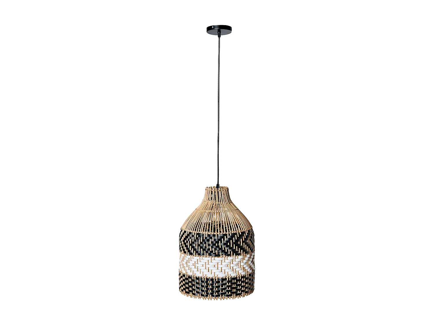 Lampe suspension TURABO Rotin Noir/blanc