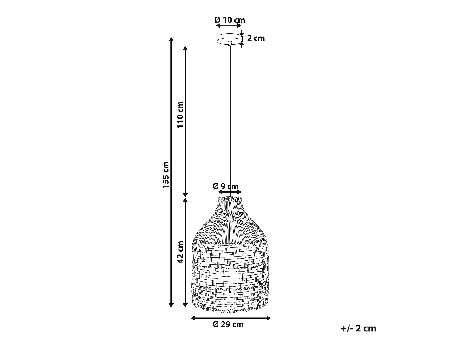 Pendant Lamp TURABO Rattan Black/ White