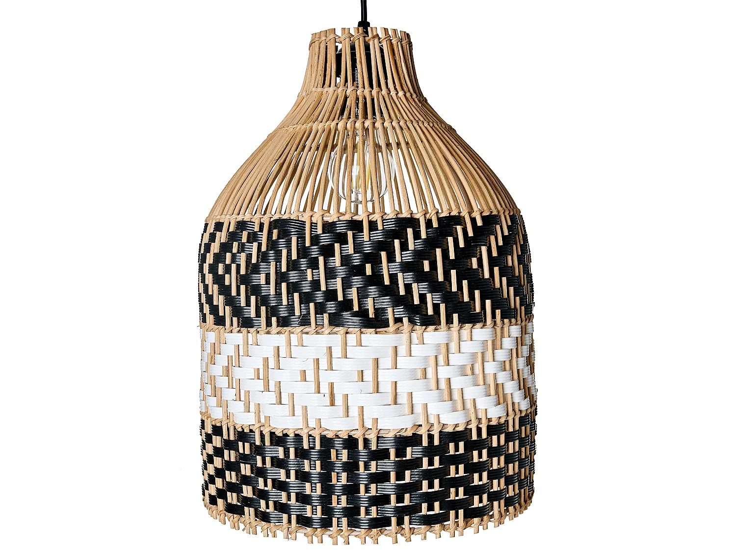 Pendant Lamp TURABO Rattan Black/ White