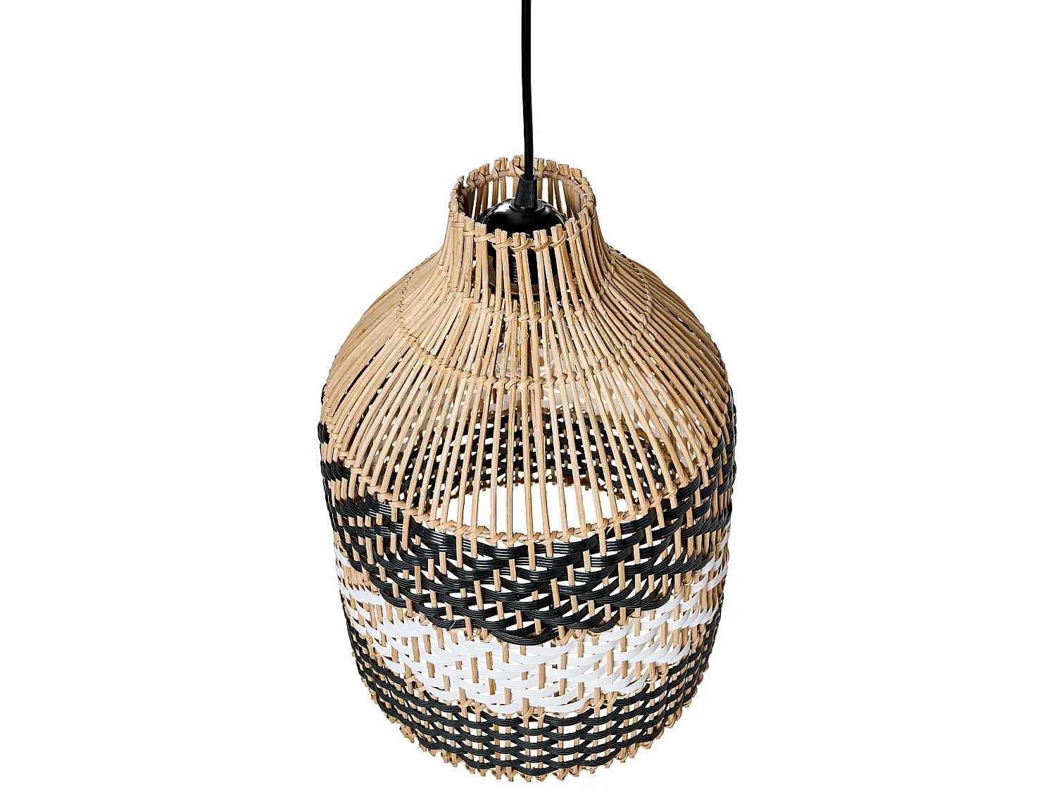 Pendant Lamp TURABO Rattan Black/ White