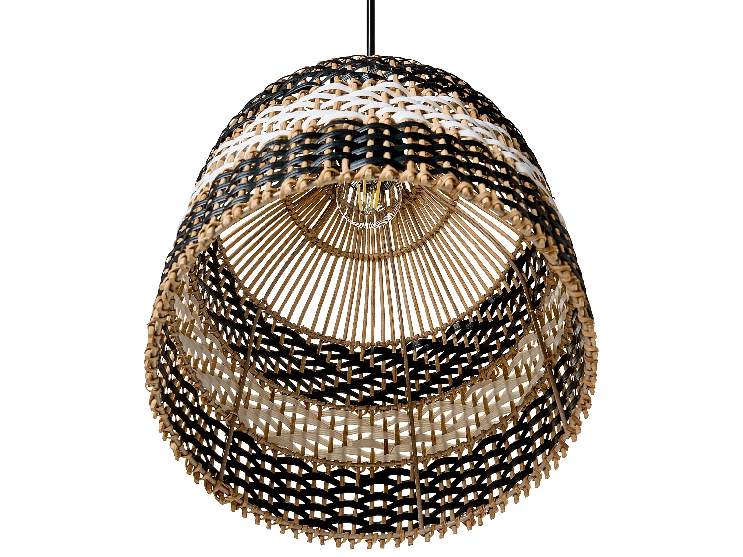 Pendant Lamp TURABO Rattan Black/ White