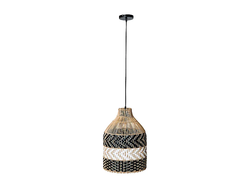 Lampe suspension TURABO Rotin Noir/blanc