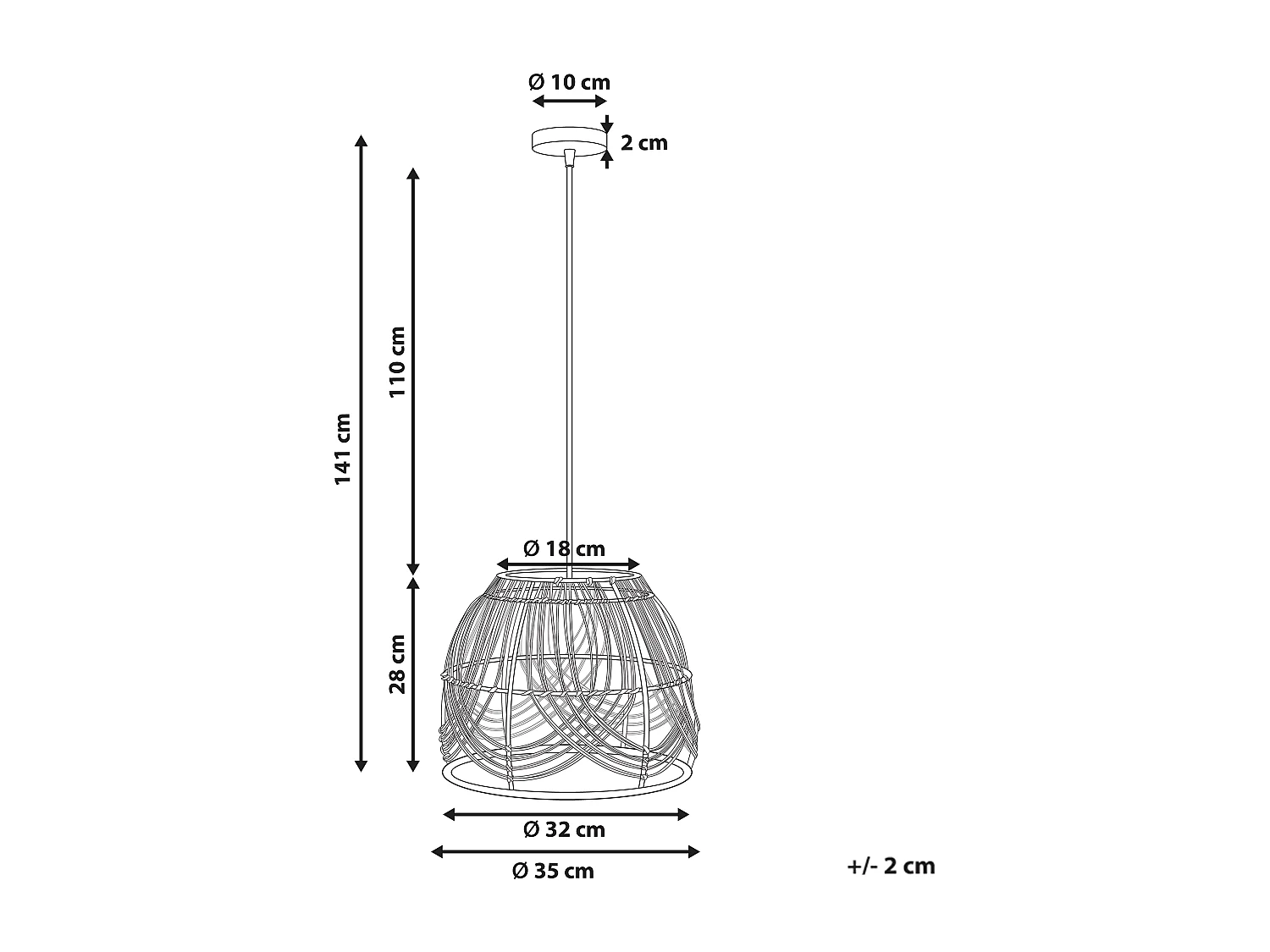 Lampe suspension POSTRERO Rotin Naturel