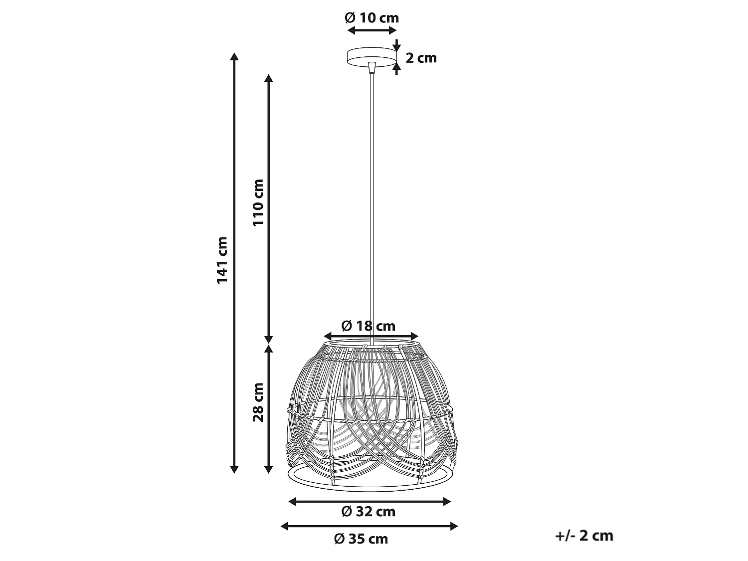 Lampe suspension POSTRERO Rotin Naturel