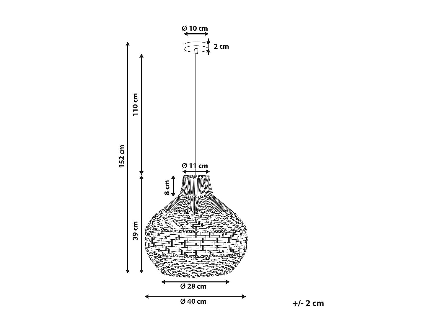 Lampe suspension YAUCO Rotin Blanc