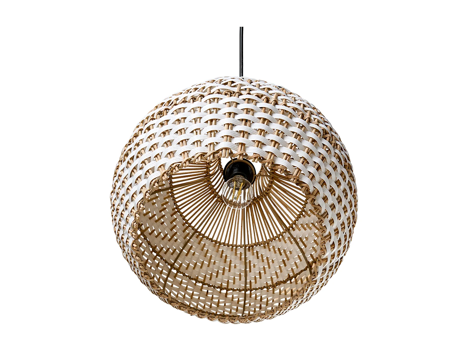 Lampe suspension YAUCO Rotin Blanc