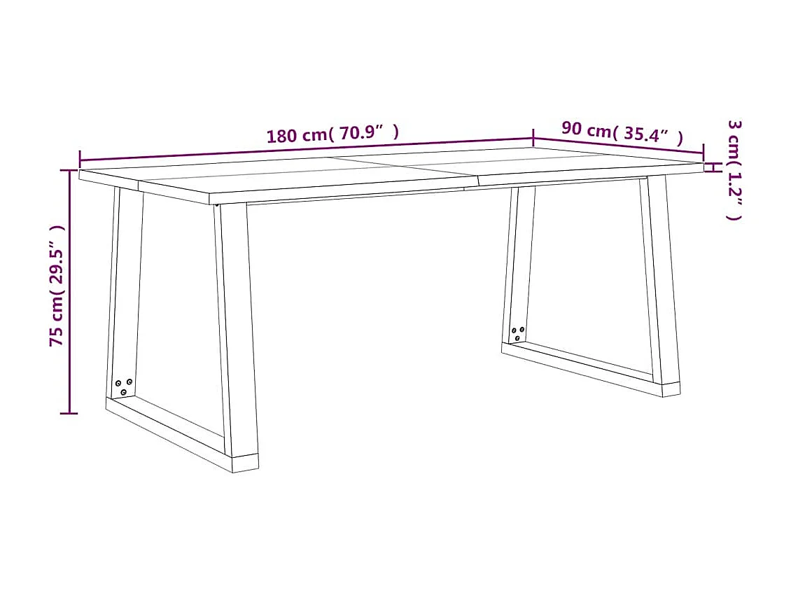 Table de salle à marron 180 x 90 x 75 cm DEC036723