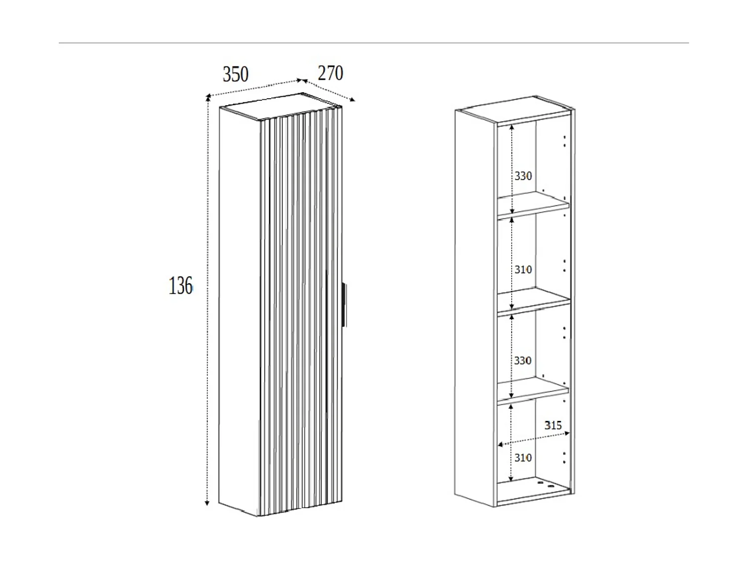 Columna de baño, Cachemira, 35 x 136 x 27 cm, tirador dorado