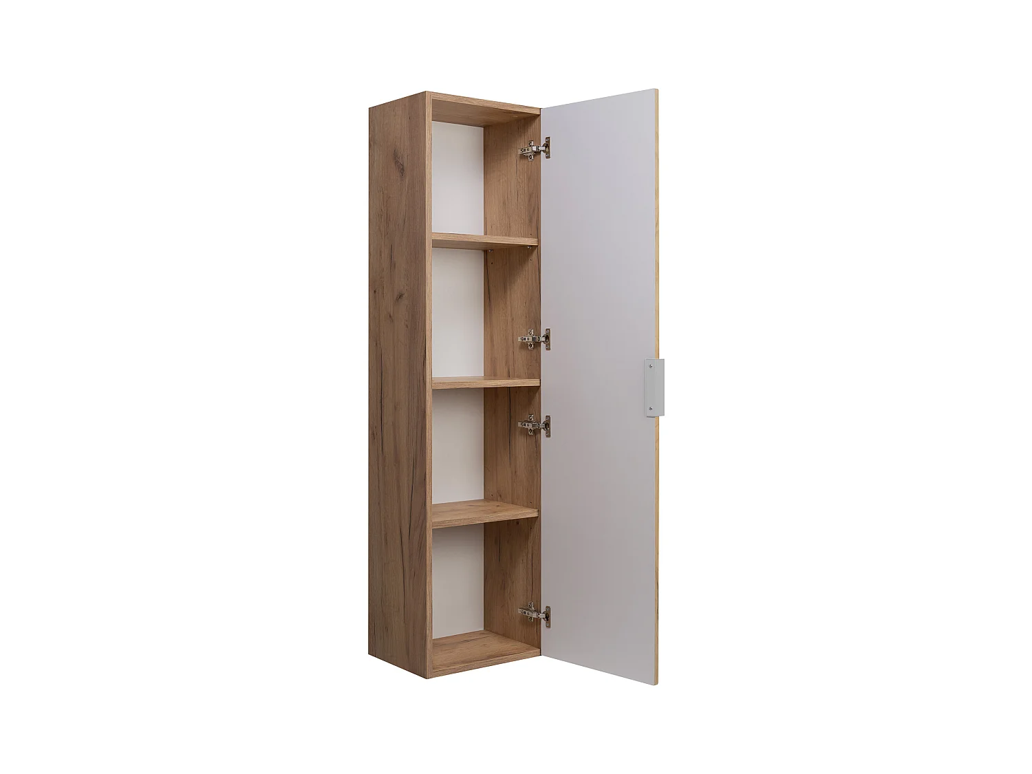 Badezimmerschrank, Kaschmir, 35 x 136 x 27 cm, silberner Griff
