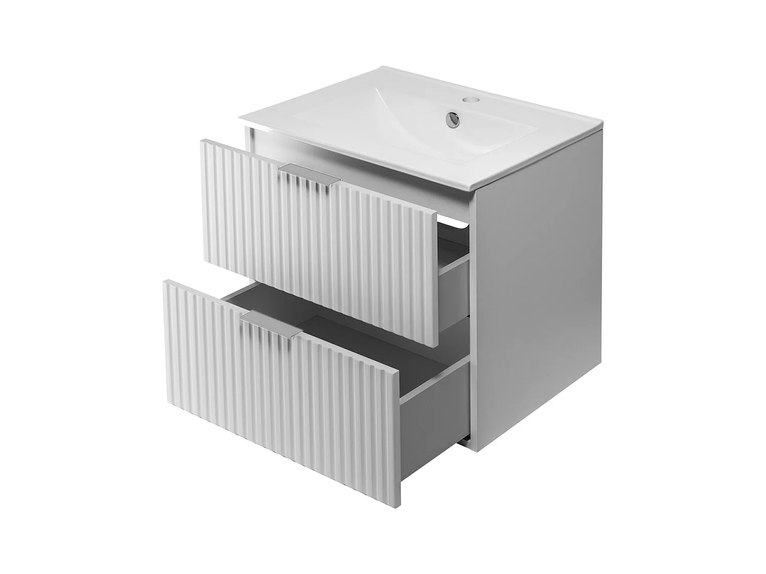 Móvel de lavatório, branco, 60 x 57 x 46 cm, puxador prateado, sem bancada