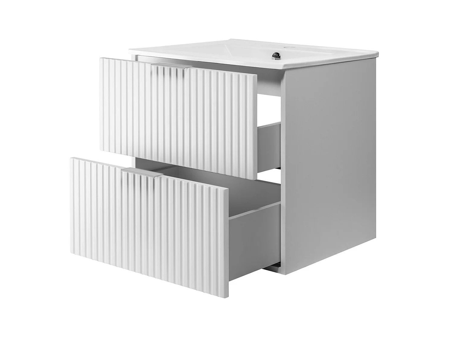 Móvel de lavatório, branco, 60 x 57 x 46 cm, puxador prateado, sem bancada