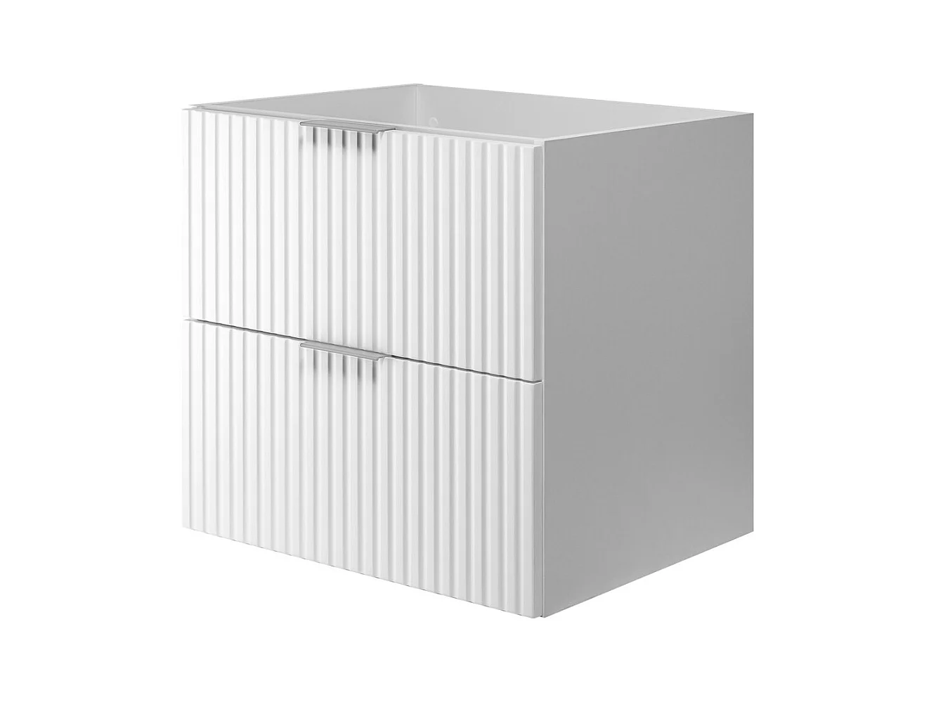 Waschbeckunterschrank, Weiß, 60 x 57 x 46 cm, Griff silber, ohne Arbeitsplatte
