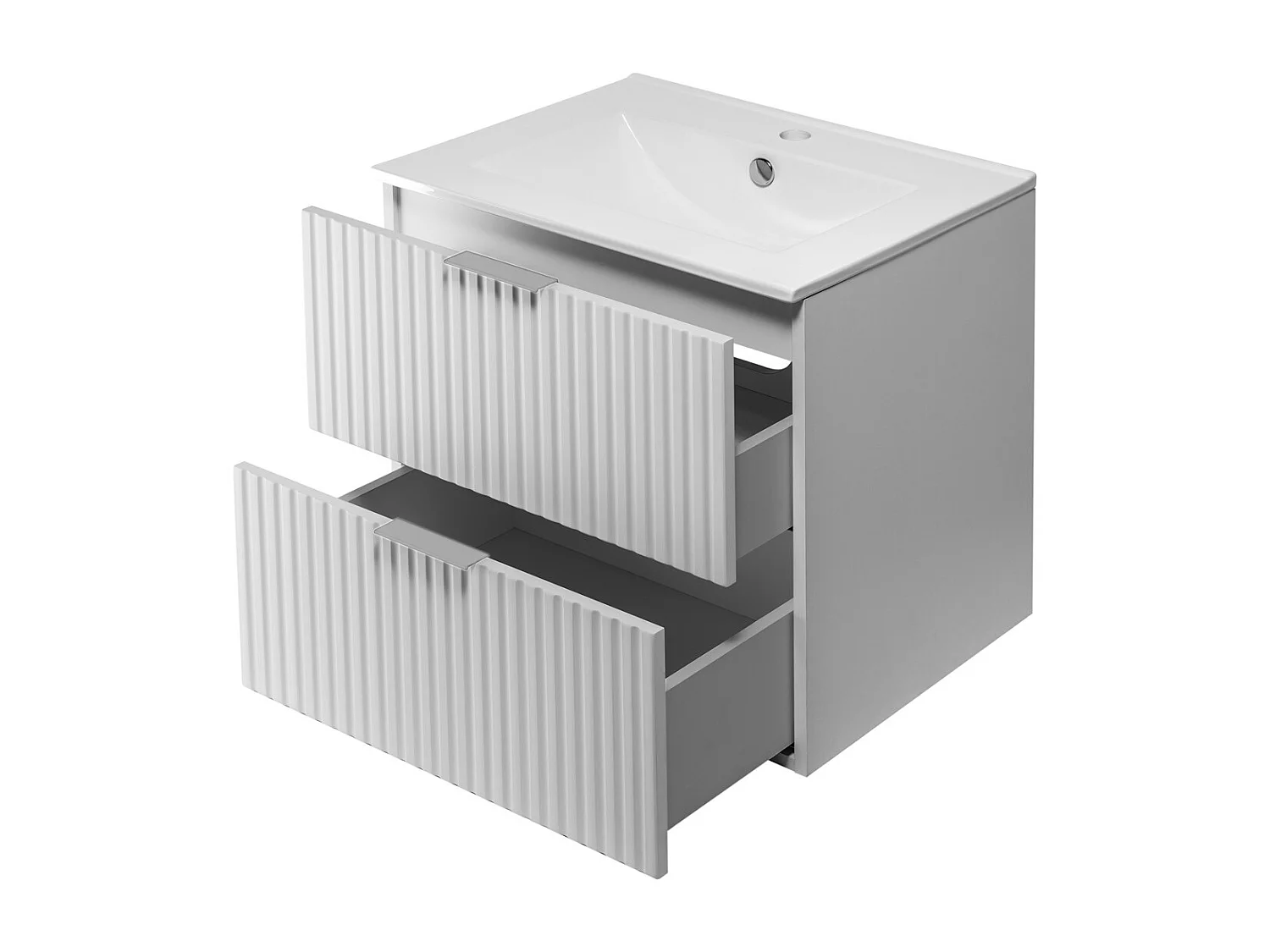 Mobile lavabo, Bianco, 60 x 57 x 46 cm, maniglia argento, senza piano