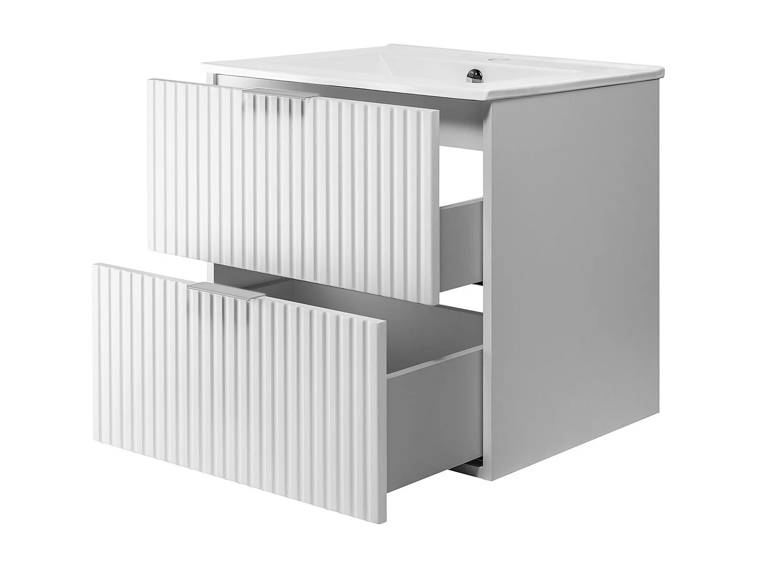 Mobile lavabo, Bianco, 60 x 57 x 46 cm, maniglia argento, senza piano