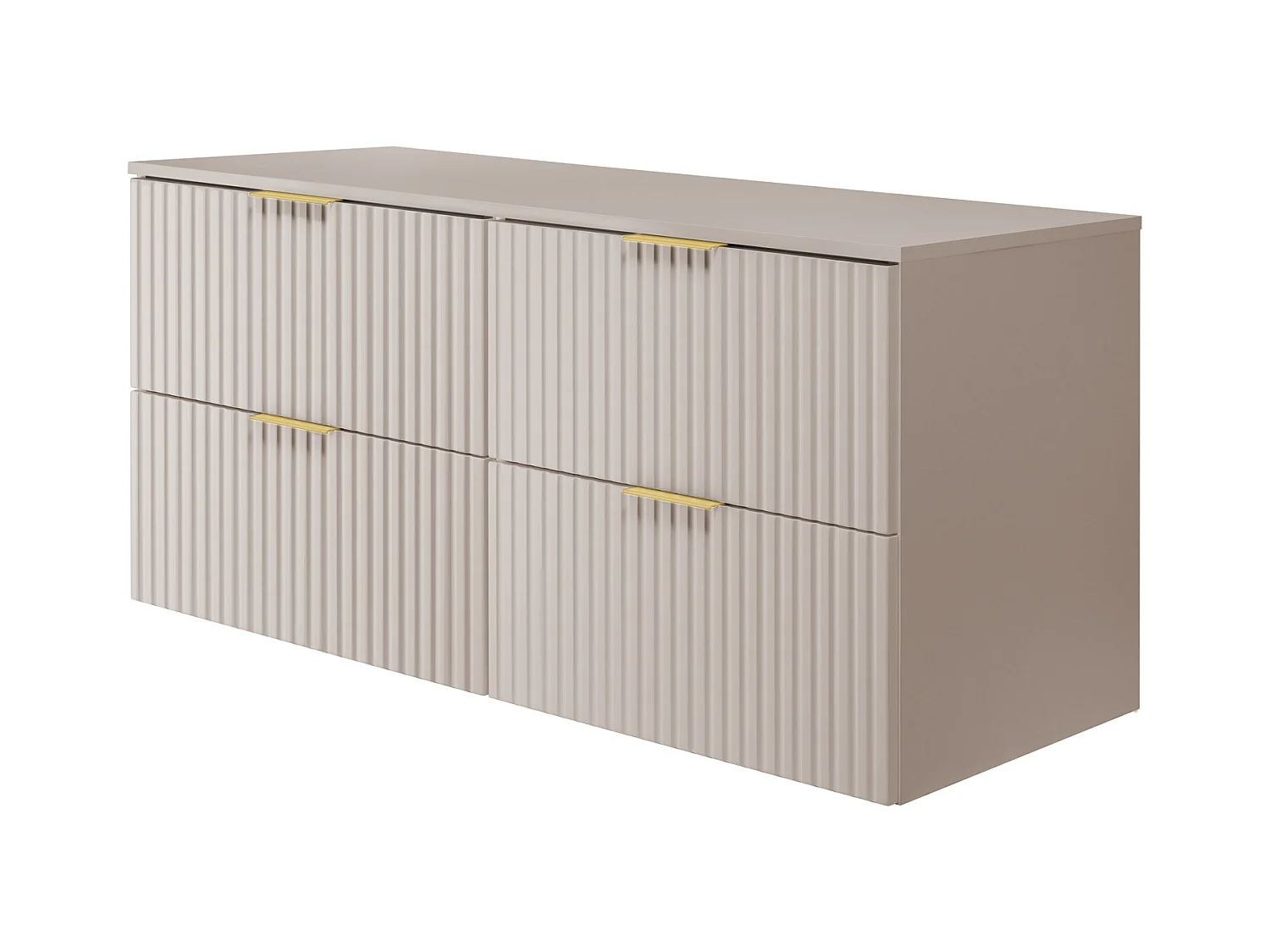Waschbeckunterschrank, Kaschmir, 120 (2 x 60) x 57 x 46 cm, goldener Griff+ Arbeitsplatte