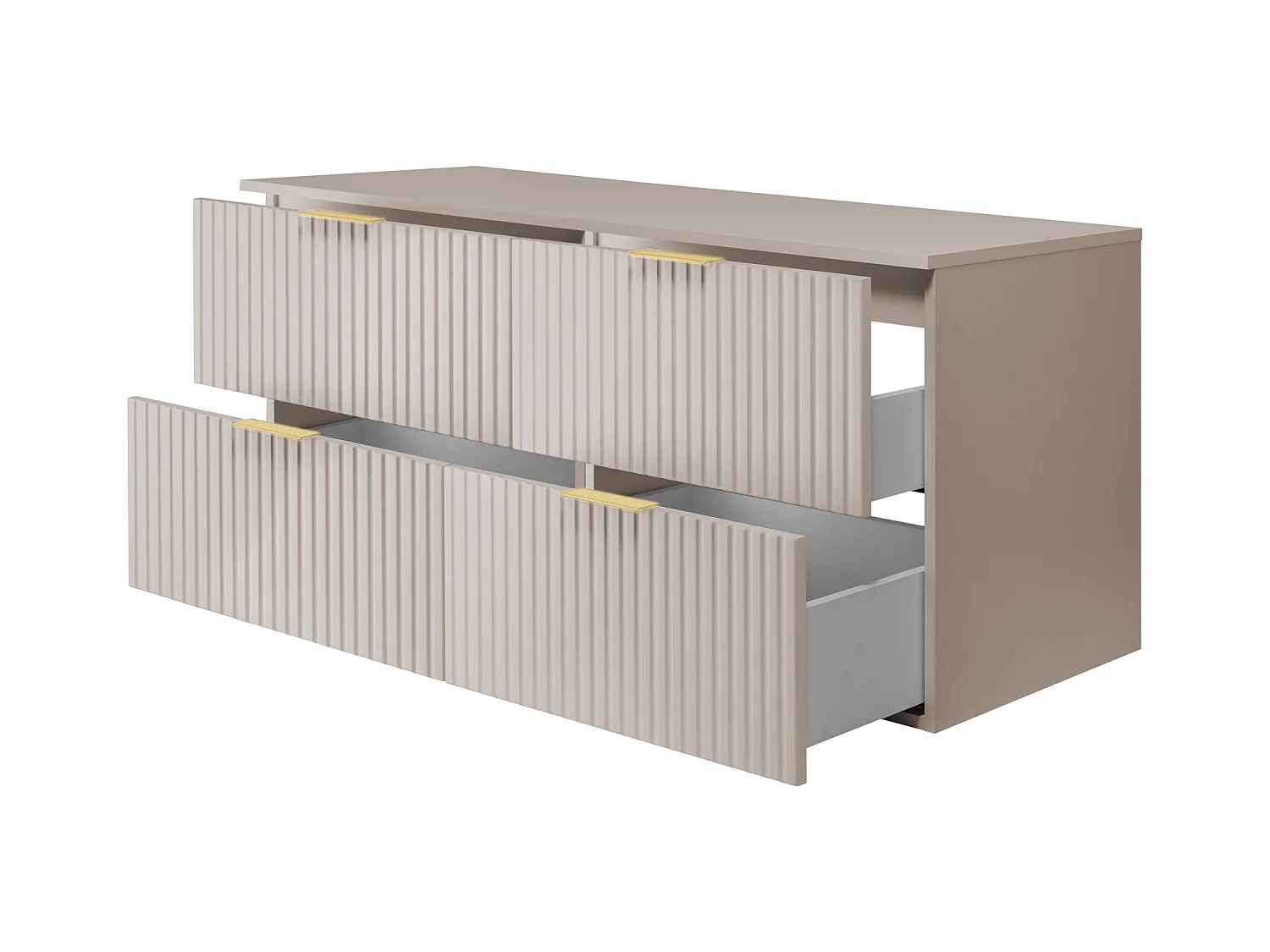 Waschbeckunterschrank, Kaschmir, 120 (2 x 60) x 57 x 46 cm, goldener Griff+ Arbeitsplatte