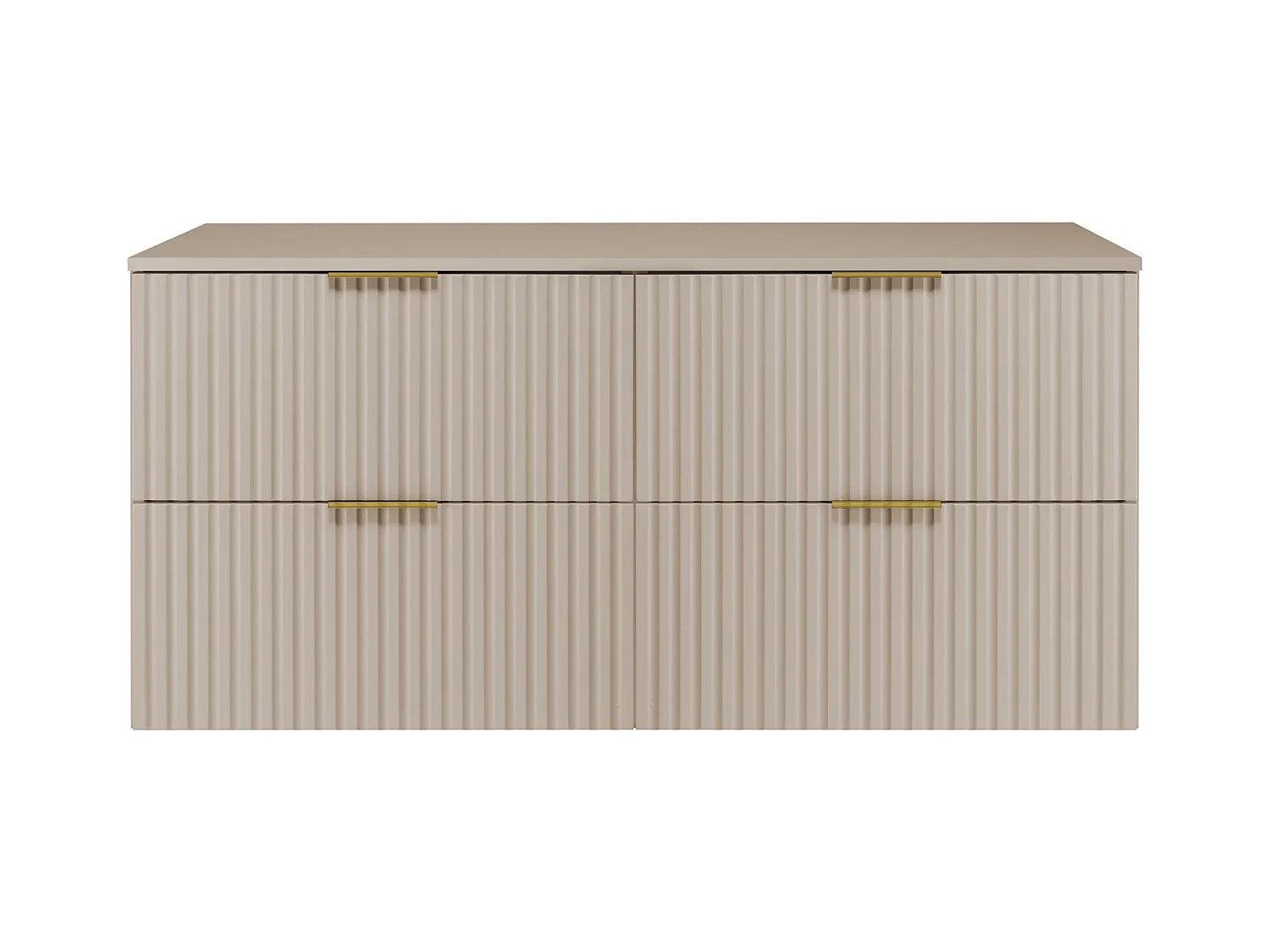 Waschbeckunterschrank, Kaschmir, 120 (2 x 60) x 57 x 46 cm, goldener Griff+ Arbeitsplatte