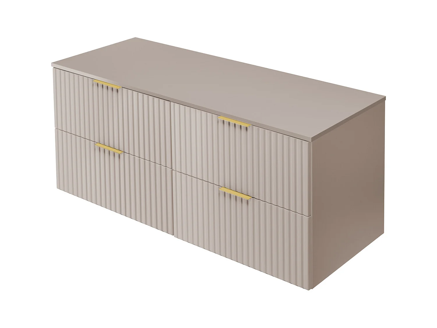 Waschbeckunterschrank, Kaschmir, 120 (2 x 60) x 57 x 46 cm, goldener Griff+ Arbeitsplatte