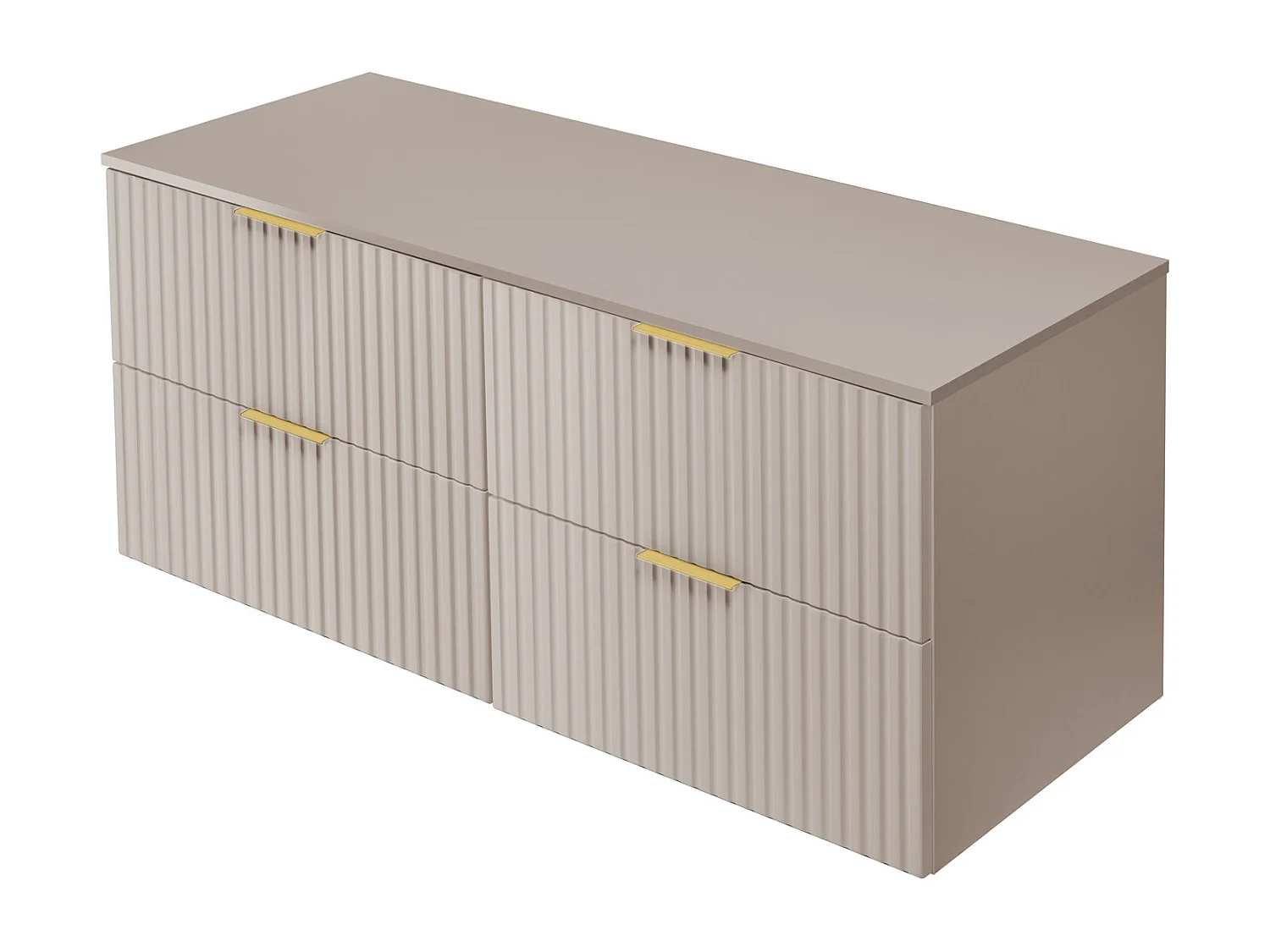 Waschbeckunterschrank, Kaschmir, 120 (2 x 60) x 57 x 46 cm, goldener Griff+ Arbeitsplatte