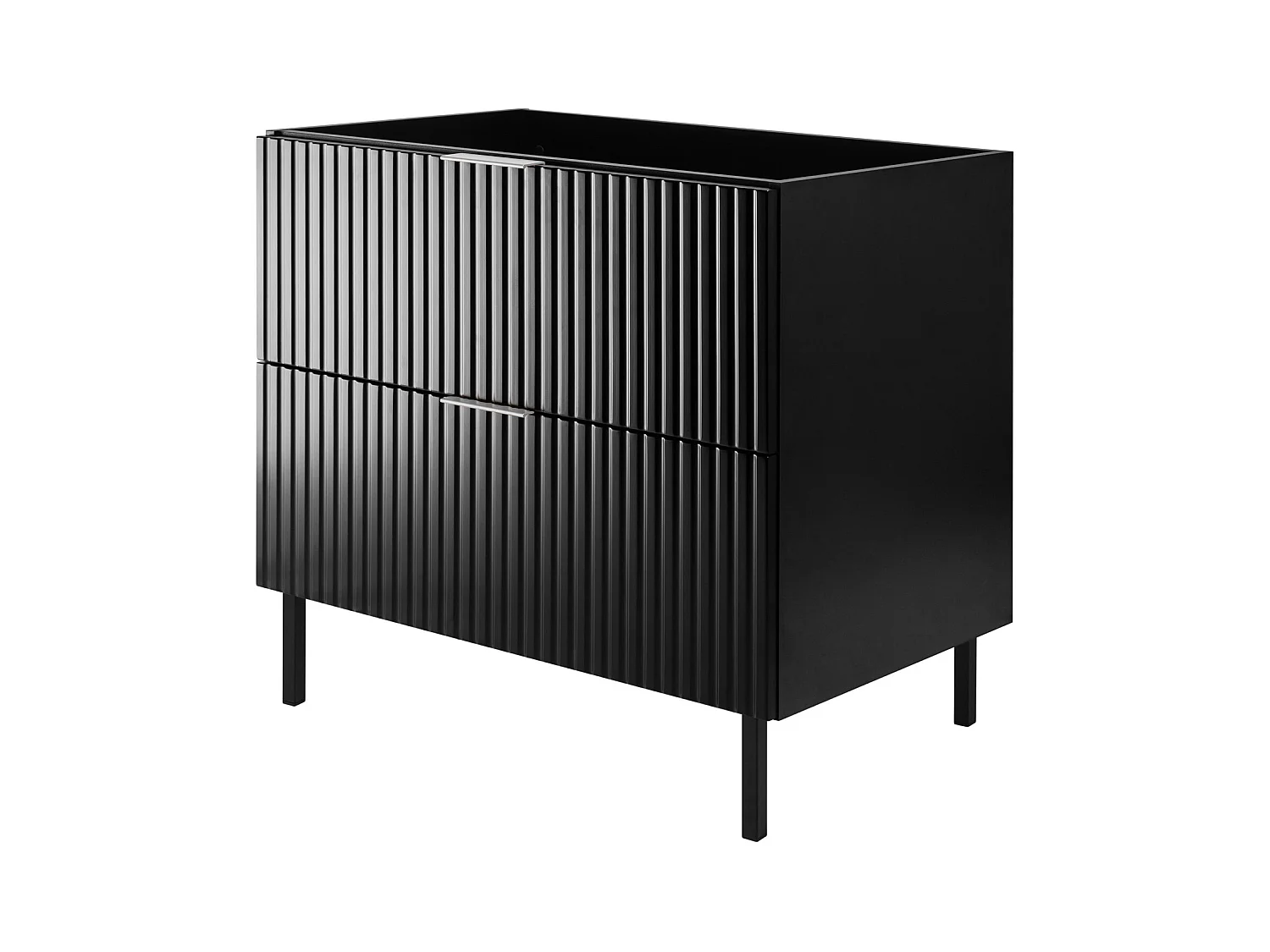 Meuble vasque, Noir, 80 x 77 x 46 cm, poignée argentée, pieds noirs, sans plateau