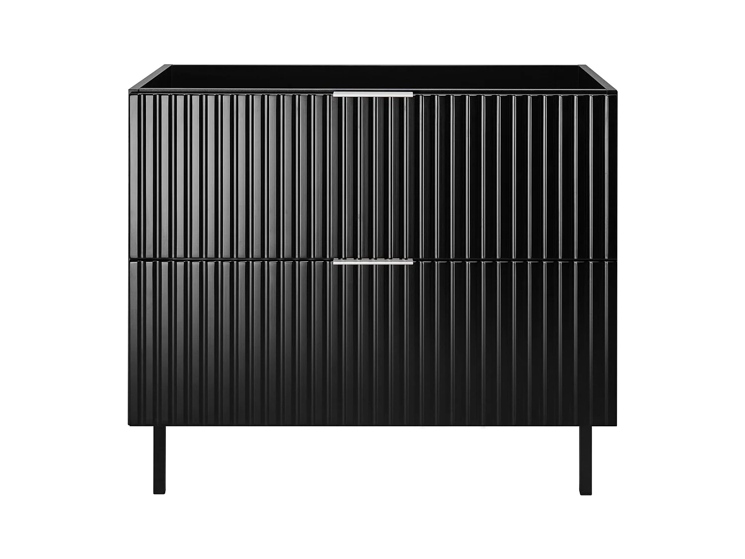 Meuble vasque, Noir, 80 x 77 x 46 cm, poignée argentée, pieds noirs, sans plateau