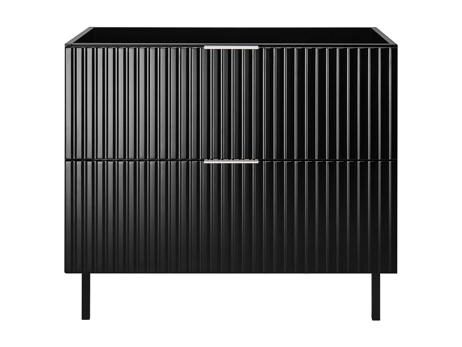 Meuble vasque, Noir, 80 x 77 x 46 cm, poignée argentée, pieds noirs, sans plateau