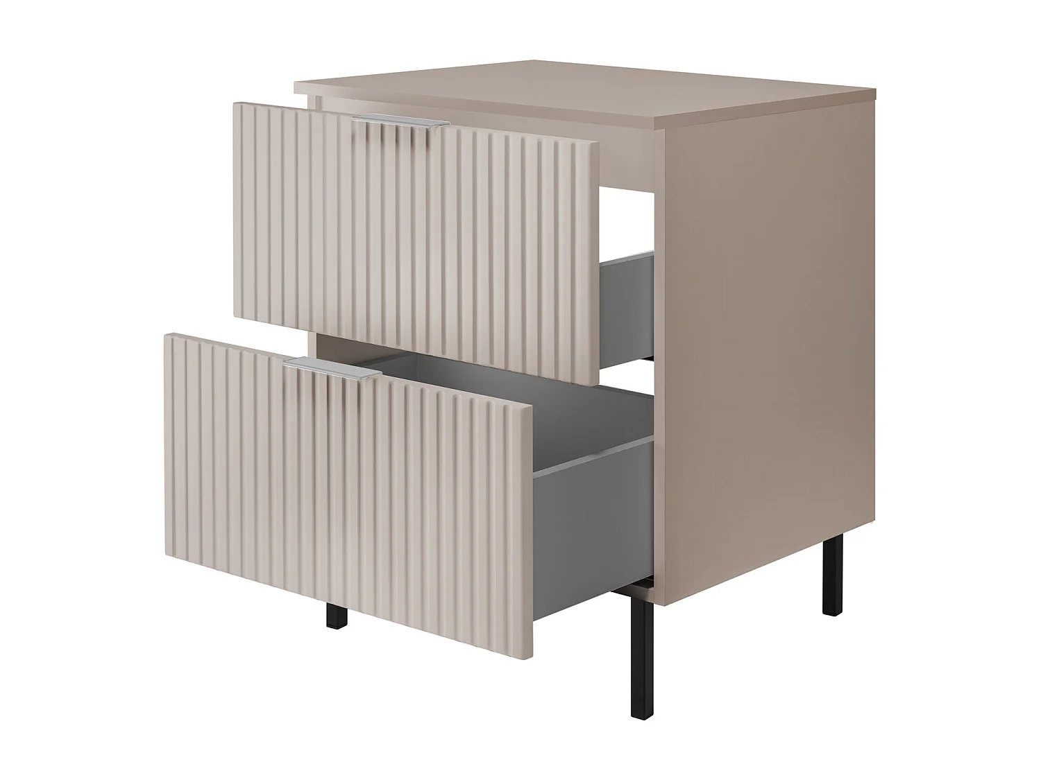 Meuble vasque, Cachemire, 60 x 77 x 46 cm, poignée argentée, pieds noirs + Plan de travail