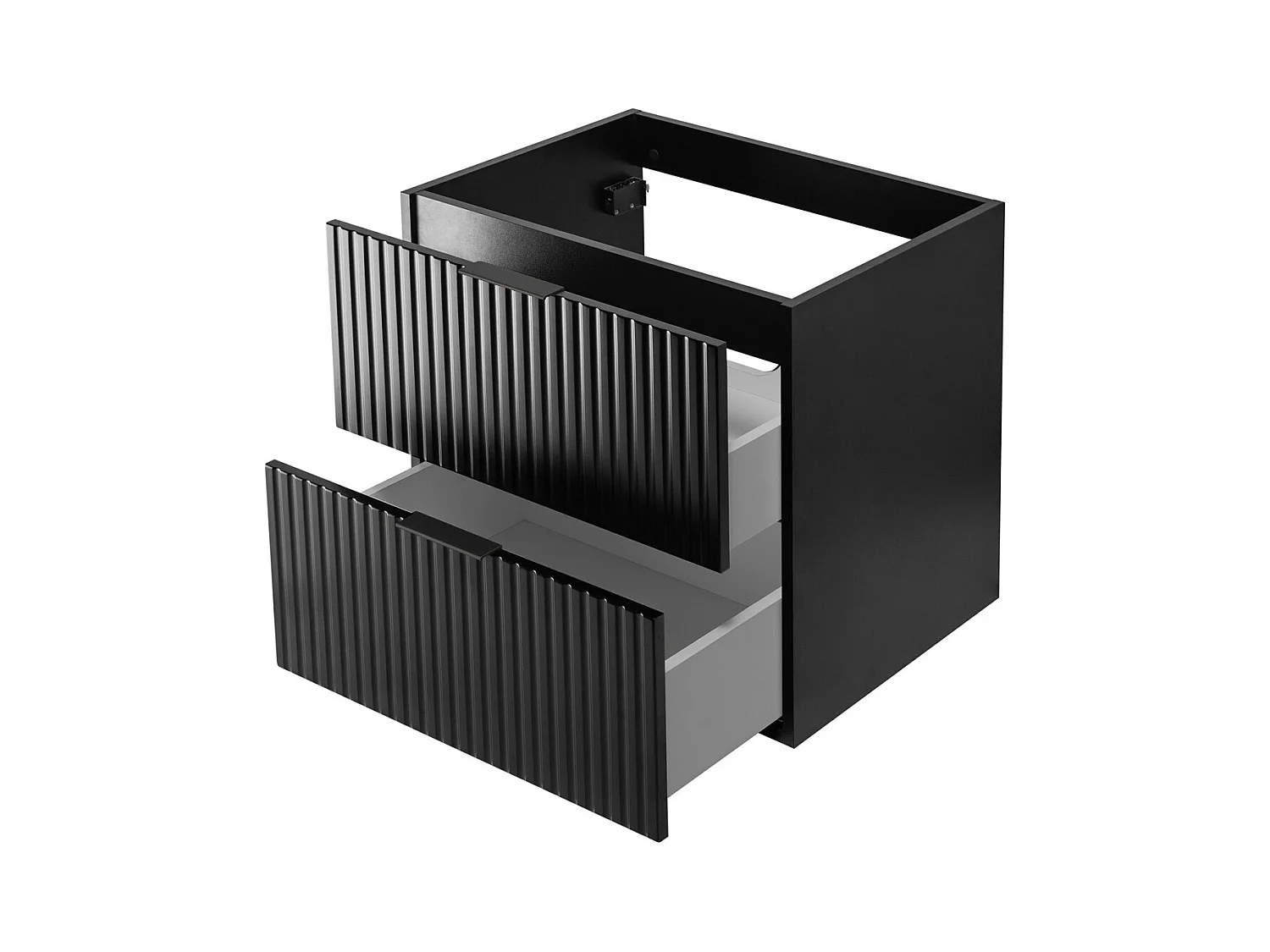 Wastafelmeubel, Zwart, 60 x 57 x 46 cm, Zwarte handgreep, zonder bovenblad