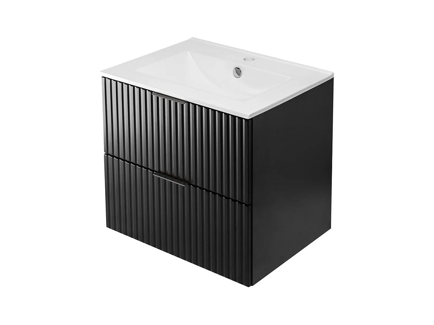 Wastafelmeubel, Zwart, 60 x 57 x 46 cm, Zwarte handgreep, zonder bovenblad
