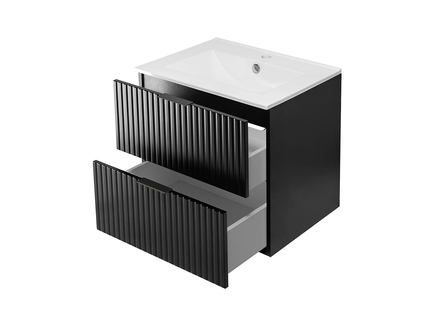 Wastafelmeubel, Zwart, 60 x 57 x 46 cm, Zwarte handgreep, zonder bovenblad