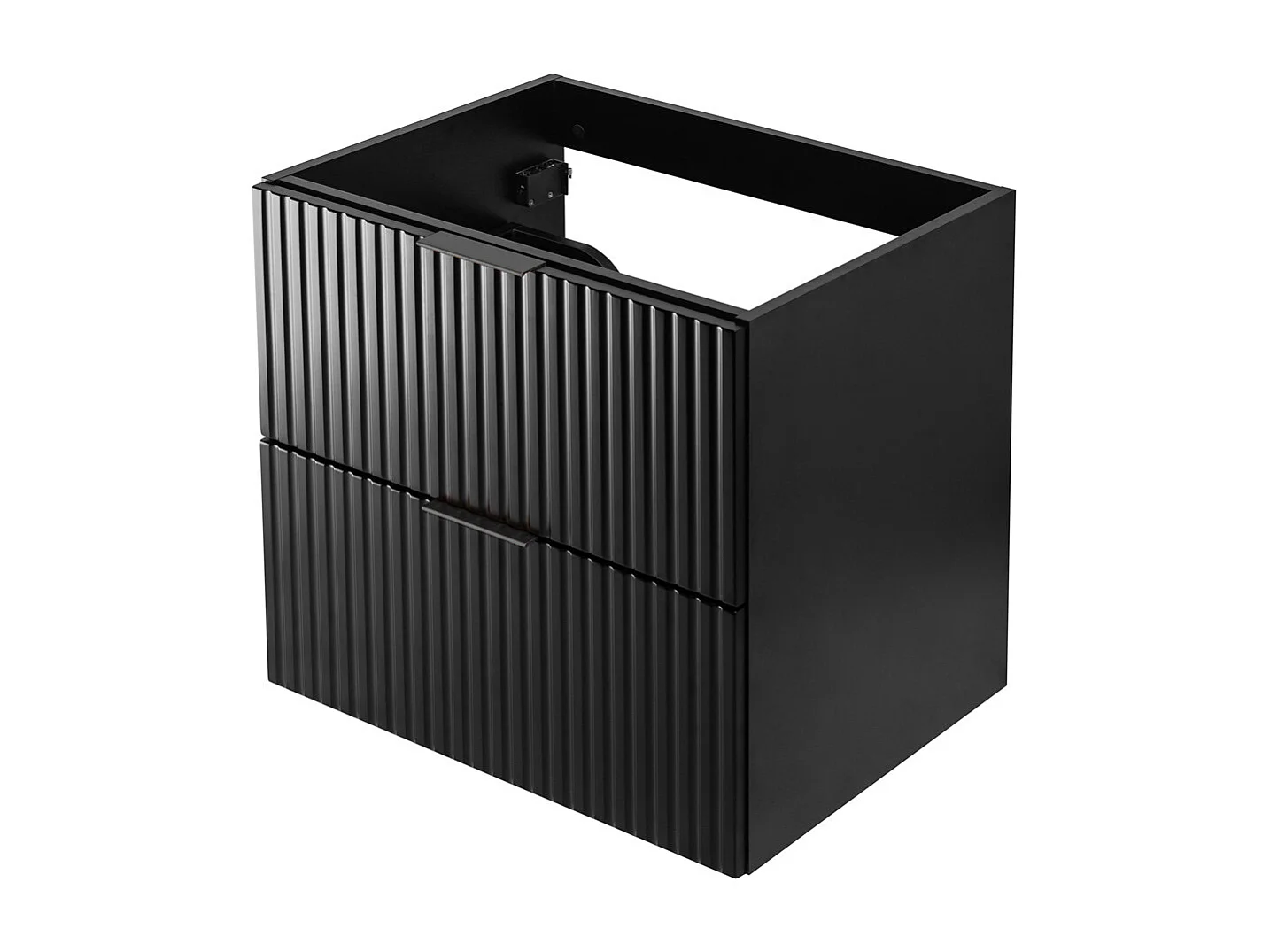 Meuble vasque, Noir, 60 x 57 x 46 cm, poignée noire, sans plateau