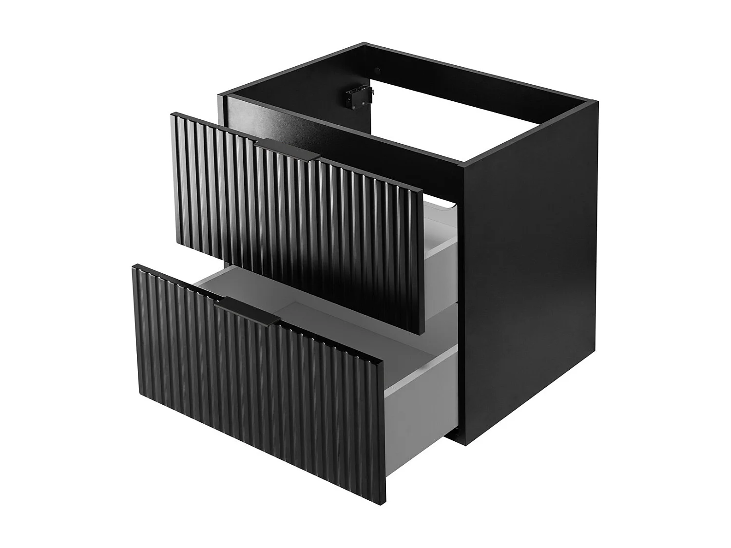 Meuble vasque, Noir, 60 x 57 x 46 cm, poignée noire, sans plateau