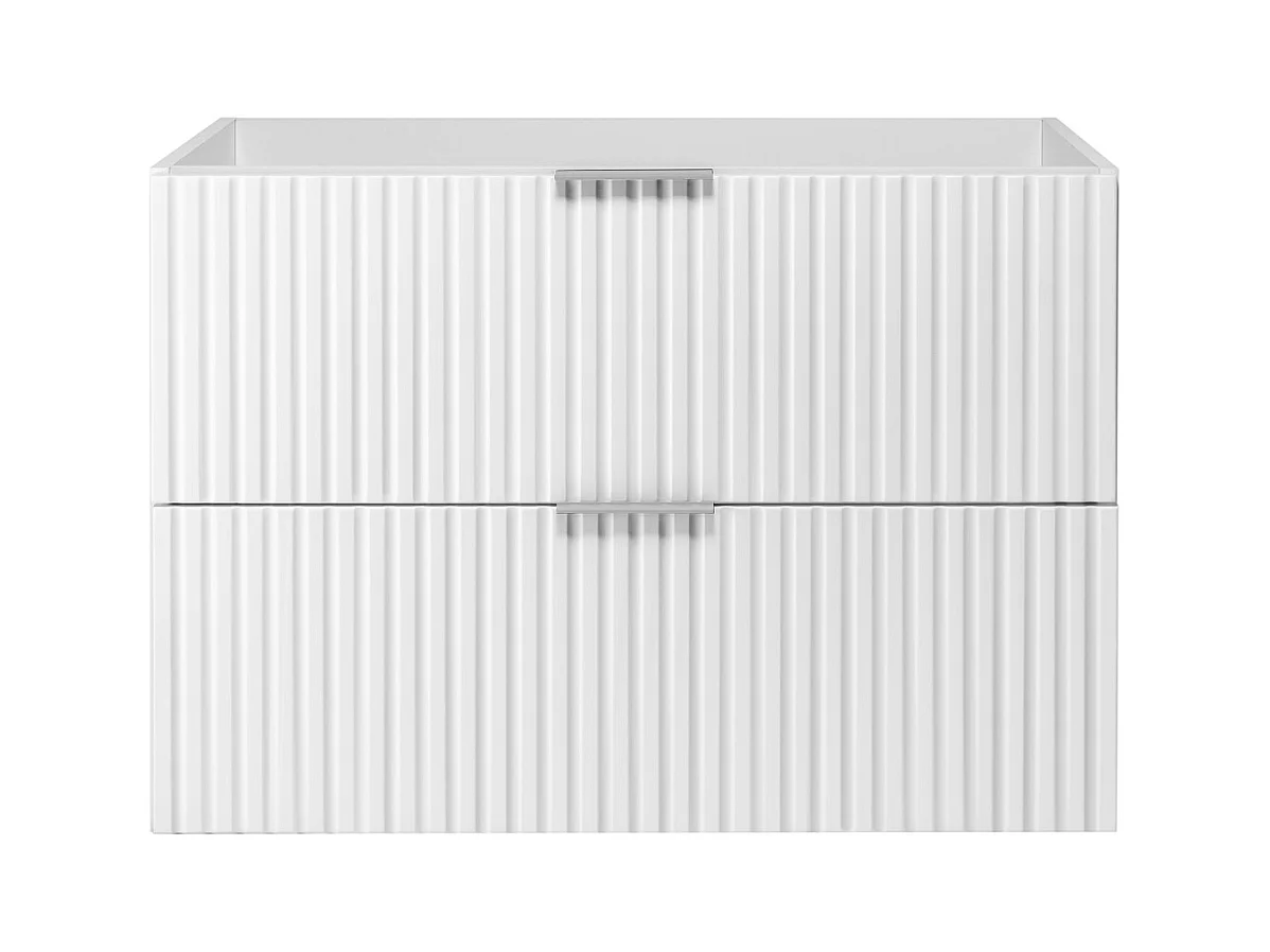 Waschbeckunterschrank, Weiß, 80 x 57 x 46 cm, Griff silber, ohne Arbeitsplatte