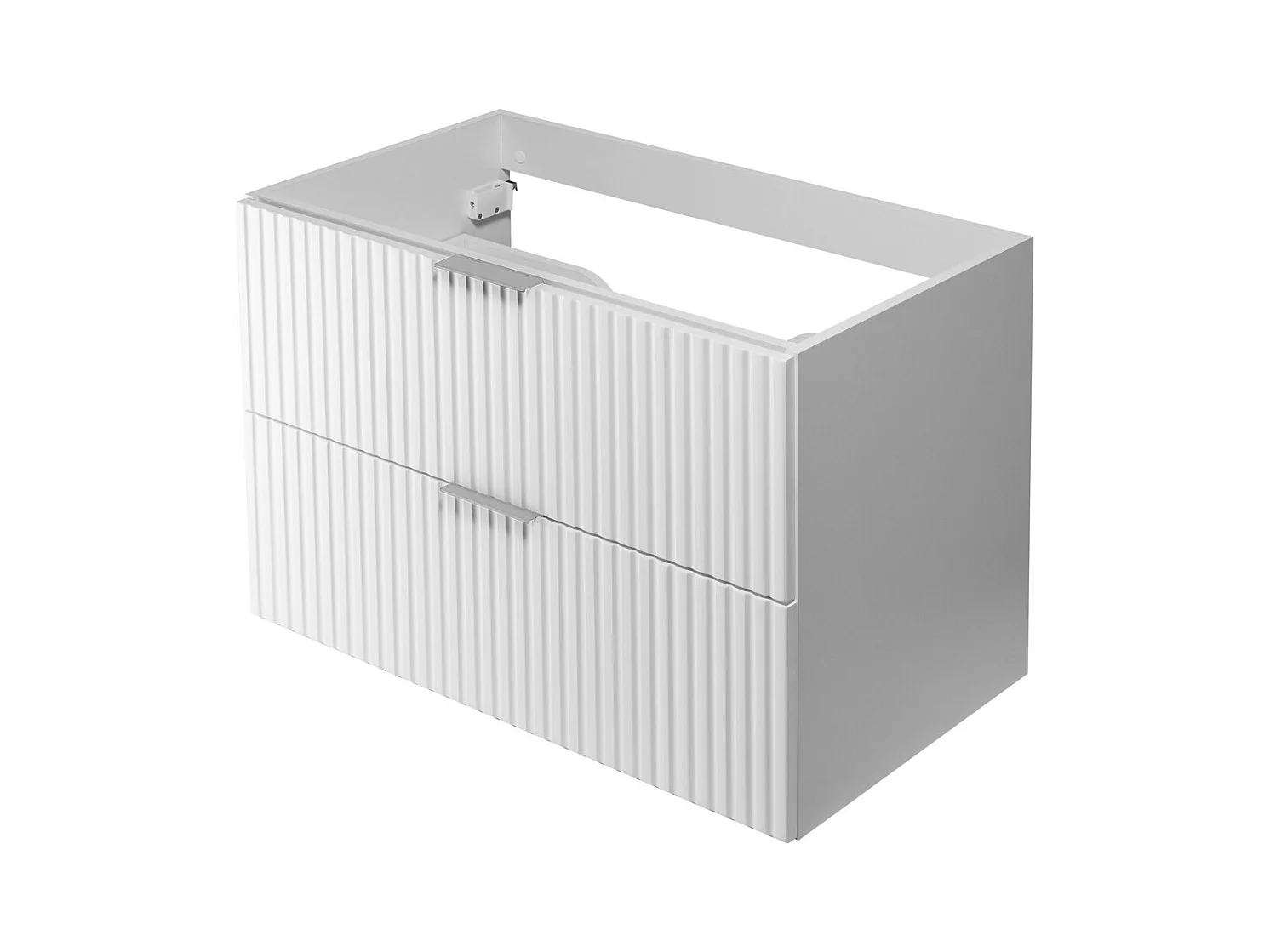 Waschbeckunterschrank, Weiß, 80 x 57 x 46 cm, Griff silber, ohne Arbeitsplatte