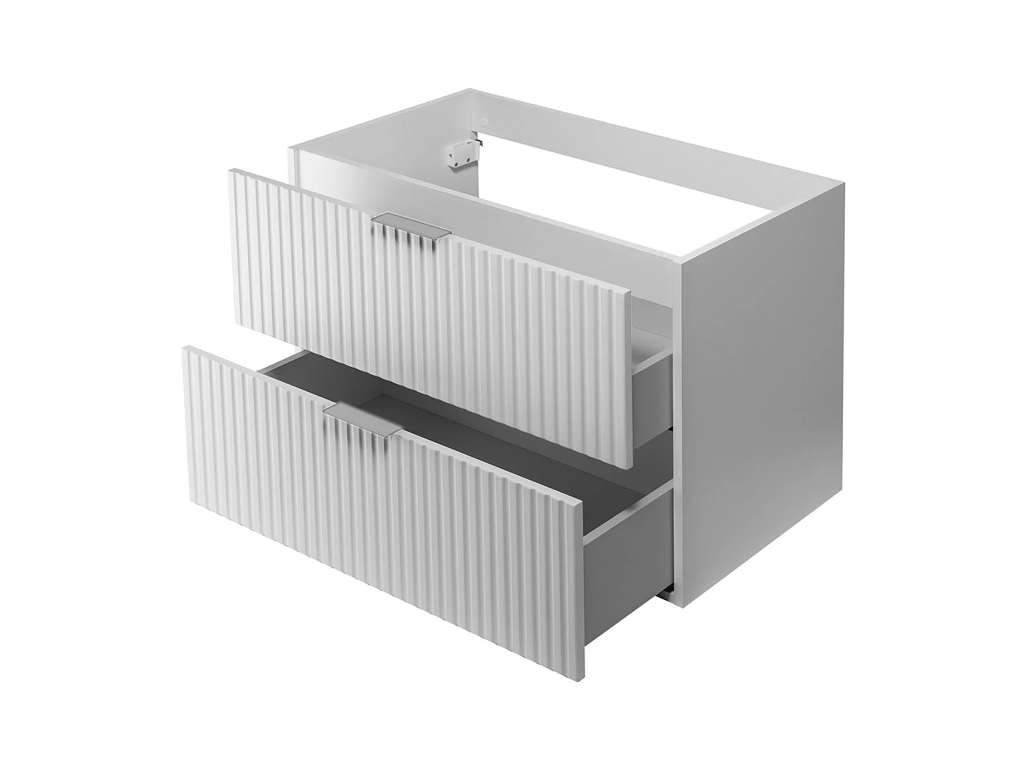 Waschbeckunterschrank, Weiß, 80 x 57 x 46 cm, Griff silber, ohne Arbeitsplatte