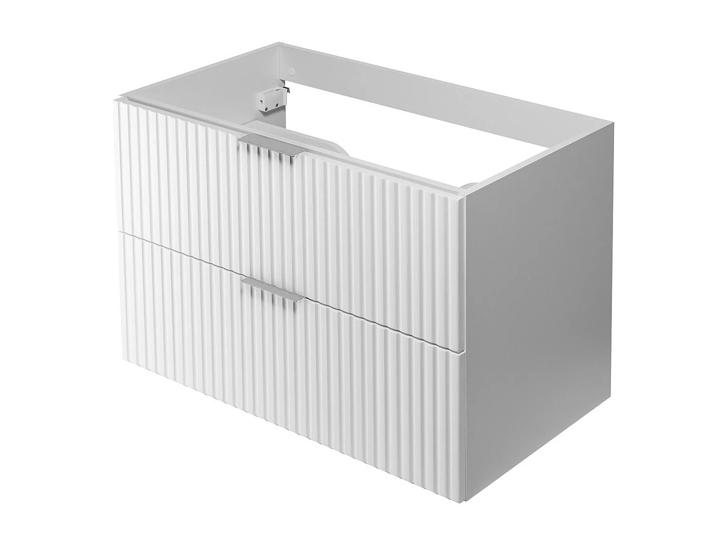 Meuble vasque, Blanc, 80 x 57 x 46 cm, poignée argentée, sans plateau