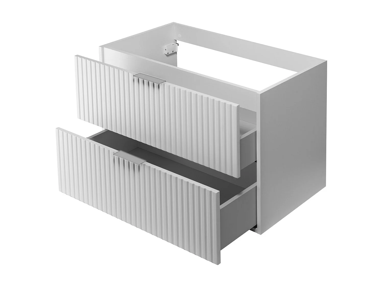 Meuble vasque, Blanc, 80 x 57 x 46 cm, poignée argentée, sans plateau