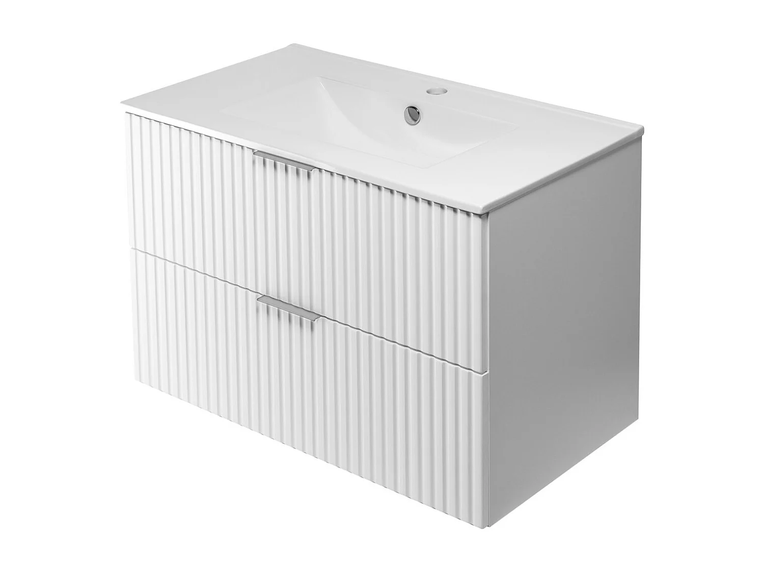 Meuble vasque, Blanc, 80 x 57 x 46 cm, poignée argentée, sans plateau