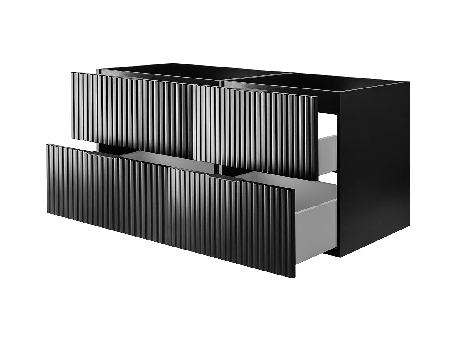 Wastafelmeubel, Zwart, 120 (2 x 60) x 57 x 46 cm, Zwarte handgreep, zonder bovenblad