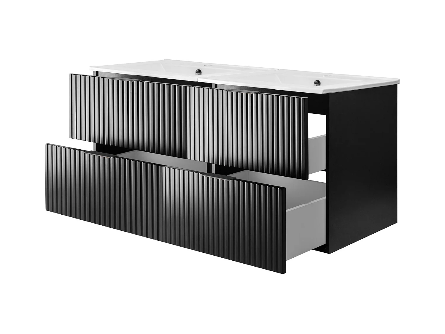 Wastafelmeubel, Zwart, 120 (2 x 60) x 57 x 46 cm, Zwarte handgreep, zonder bovenblad