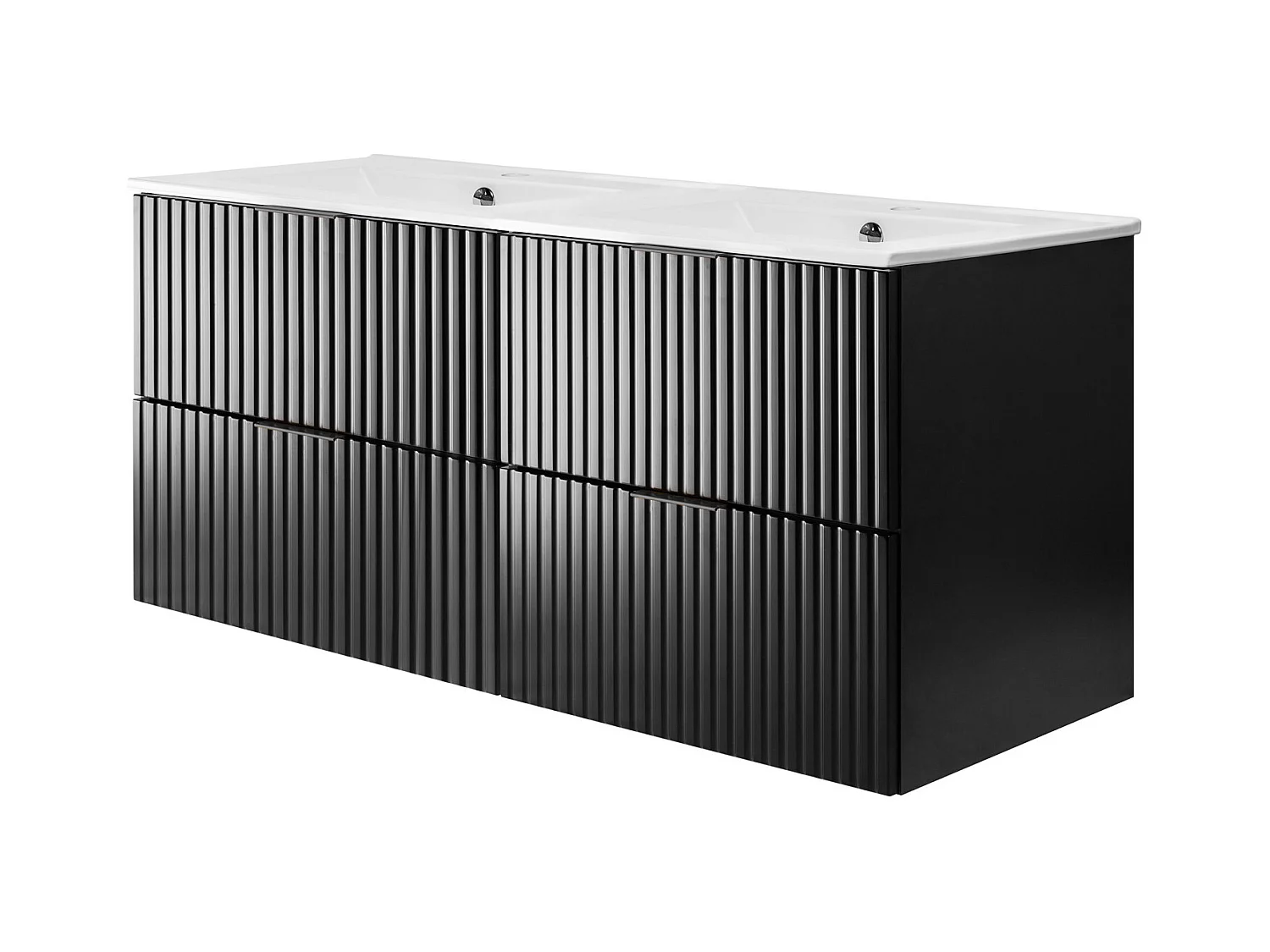 Wastafelmeubel, Zwart, 120 (2 x 60) x 57 x 46 cm, Zwarte handgreep, zonder bovenblad