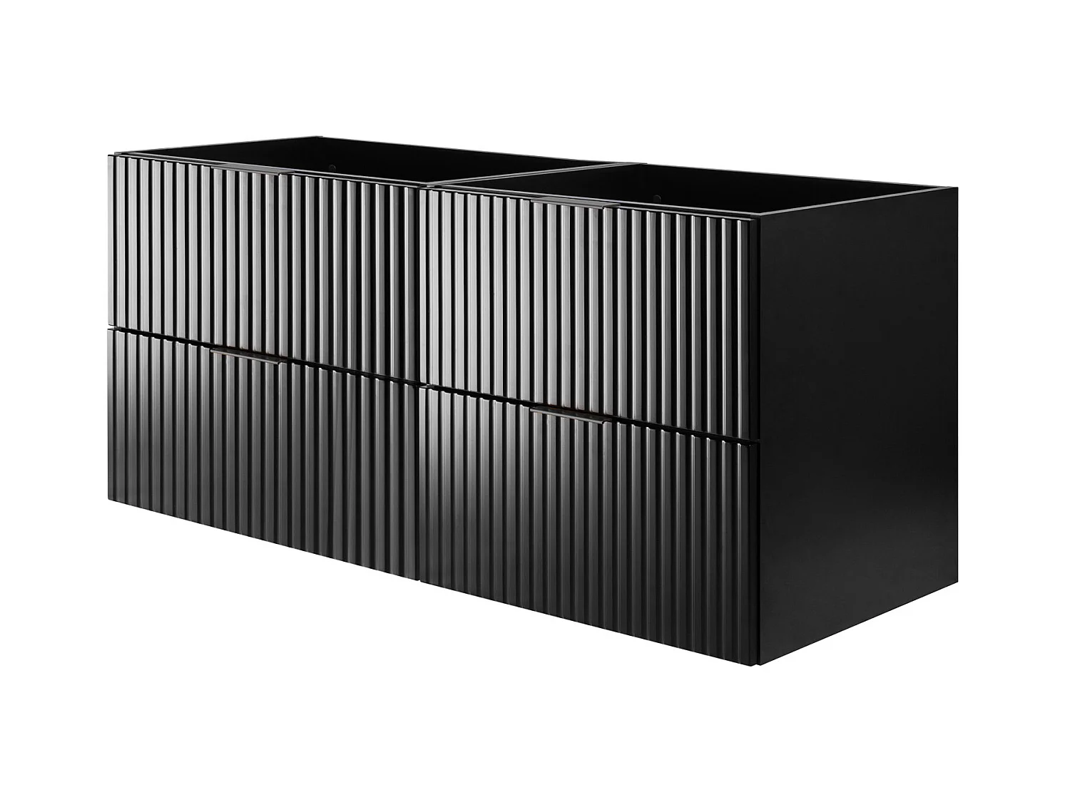 Meuble vasque, Noir, 120 (2 x 60) x 57 x 46 cm, poignée noire, sans plateau