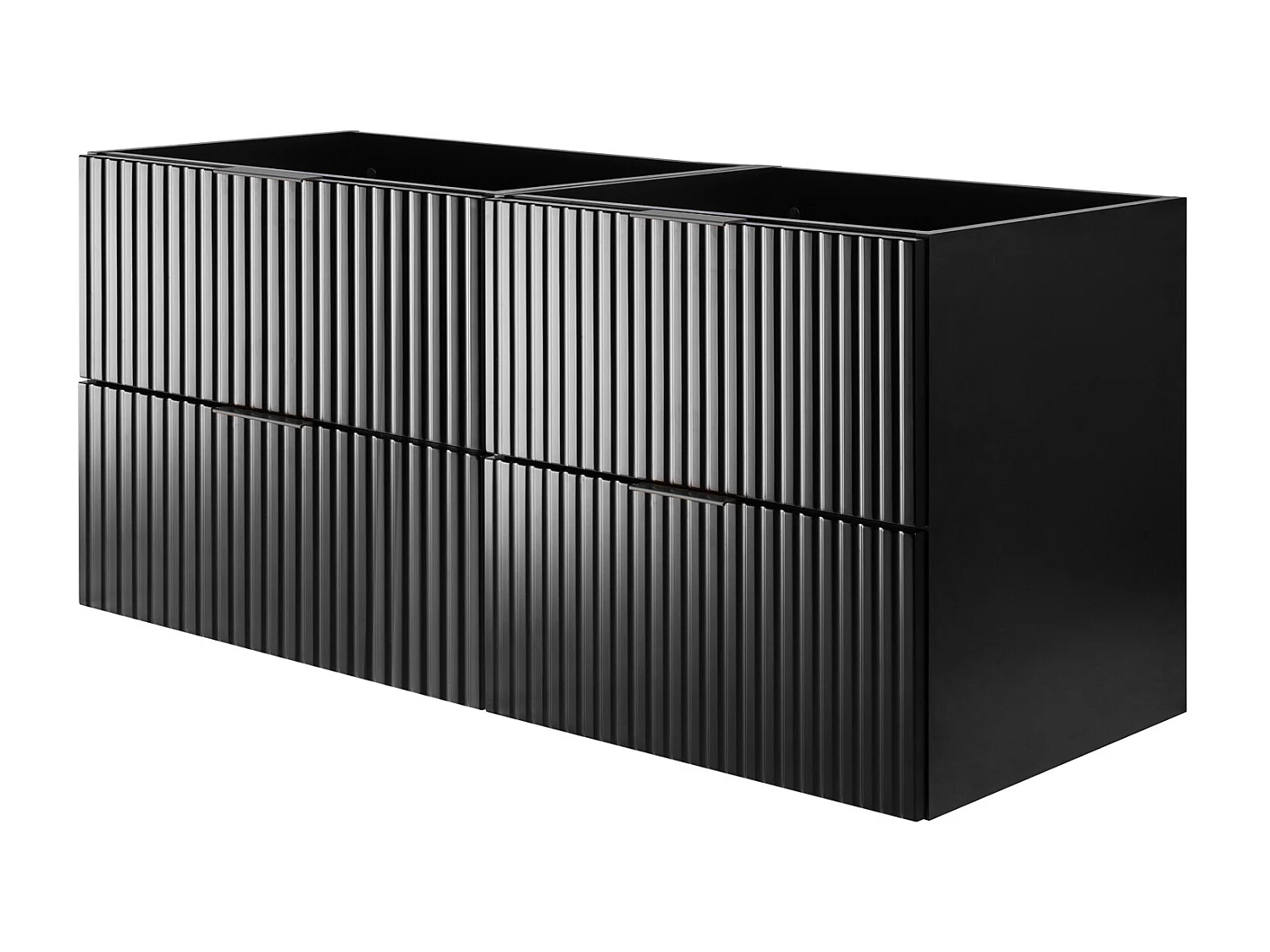 Meuble vasque, Noir, 120 (2 x 60) x 57 x 46 cm, poignée noire, sans plateau