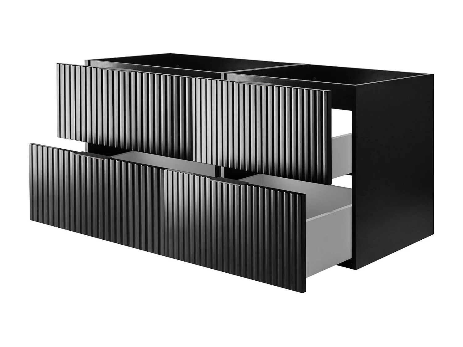 Meuble vasque, Noir, 120 (2 x 60) x 57 x 46 cm, poignée noire, sans plateau