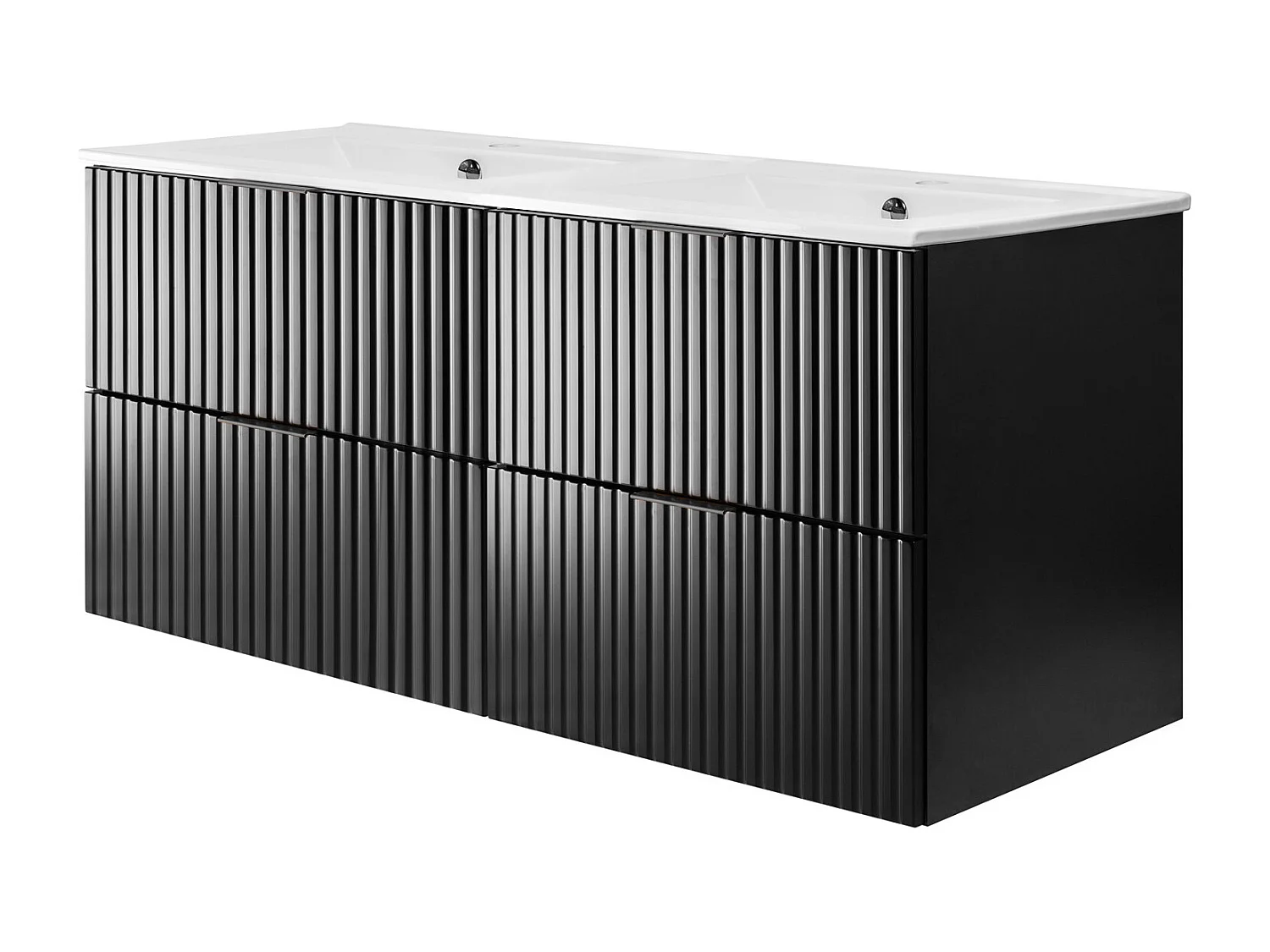 Meuble vasque, Noir, 120 (2 x 60) x 57 x 46 cm, poignée noire, sans plateau