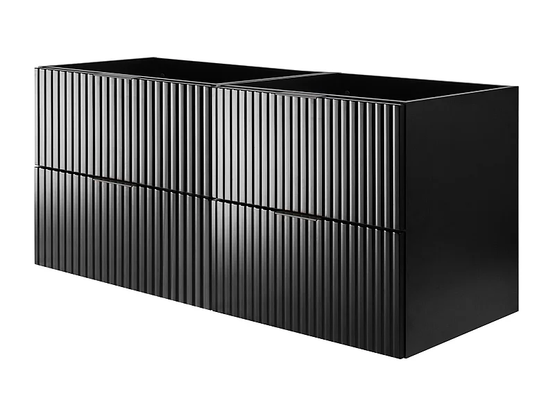 Wastafelmeubel, Zwart, 120 (2 x 60) x 57 x 46 cm, Zwarte handgreep, zonder bovenblad