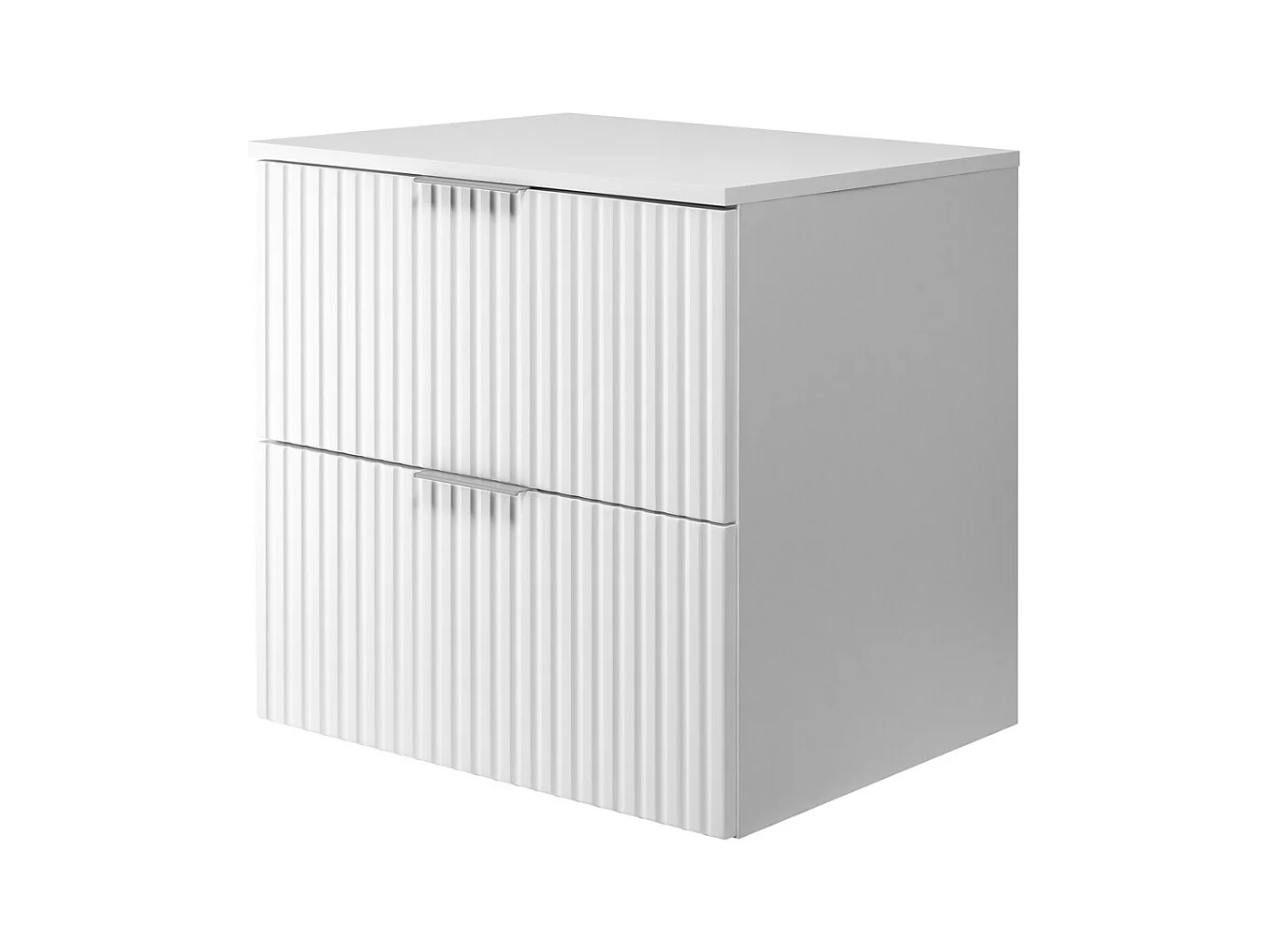 Wastafelmeubel, Wit, 60 x 57 x 46 cm, zilveren handgreep + Blad